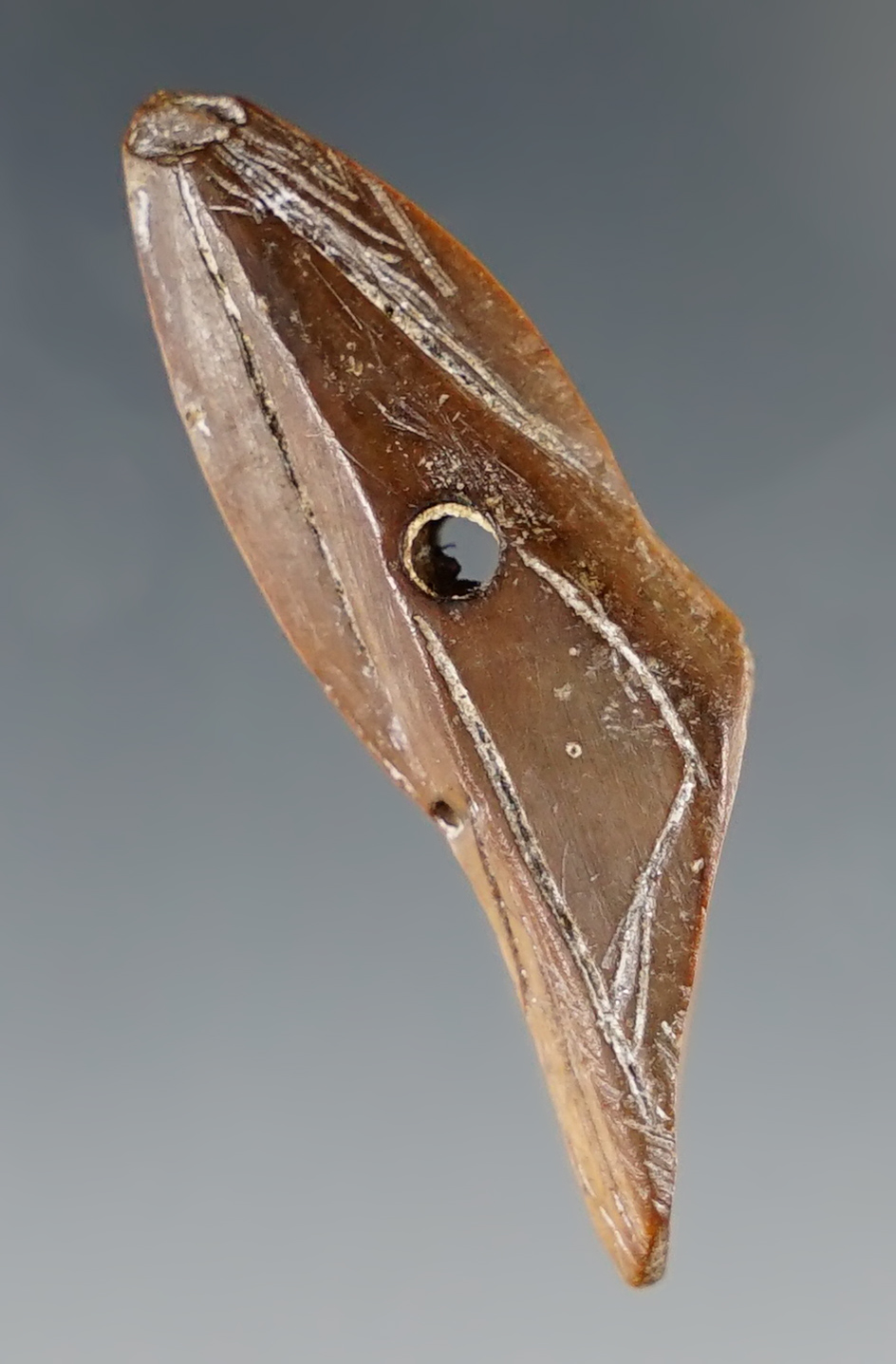 Rare! Highly engraved 1 9/16" Inuit ivory miniature harpoon tip found in Alaska.