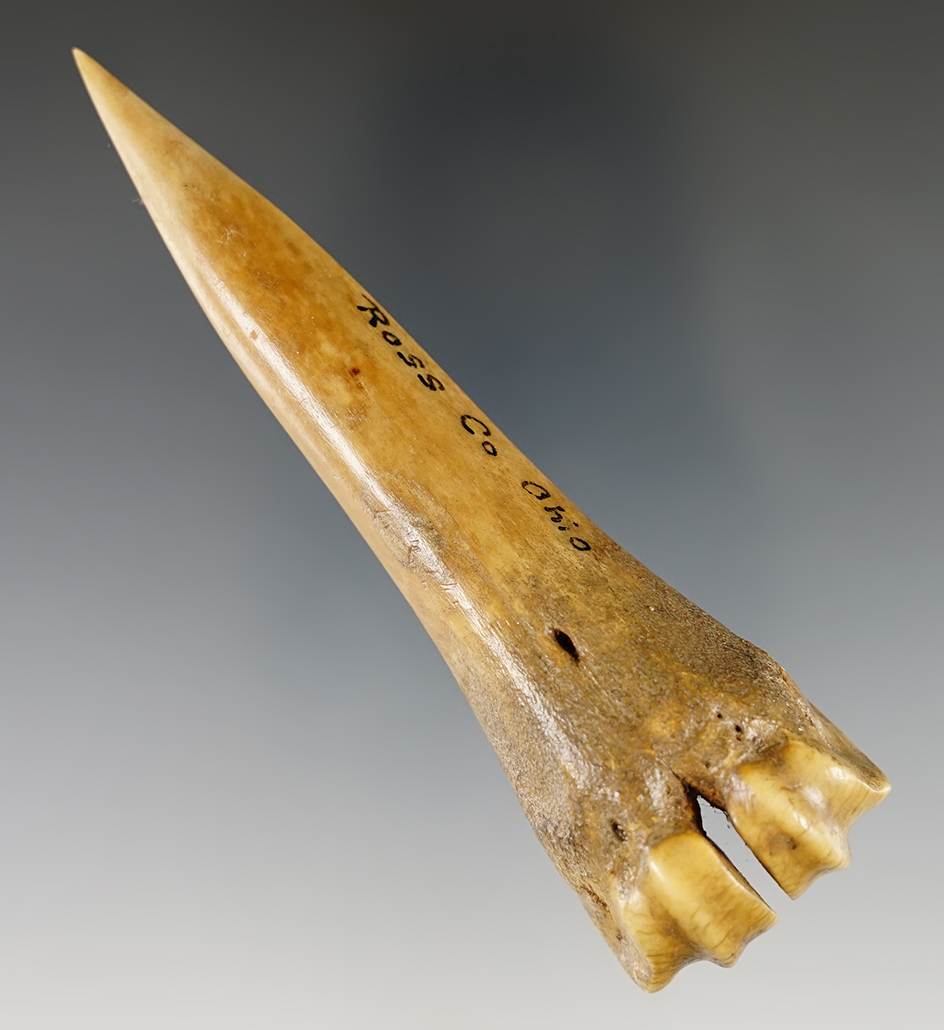 4 3/16" bone knuckle awl that is very well-made in excellent condition - Pickaway County Ohio.