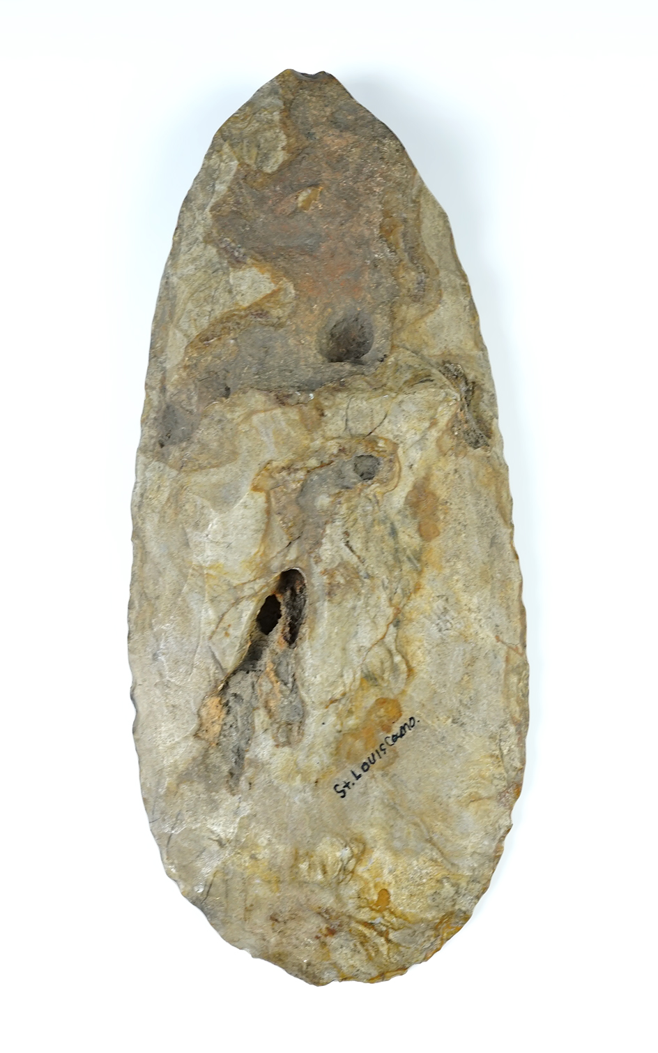9 3/4" Millcreek Chert Hoe found in St. Louis County Missouri. Nice use polish to bit area.