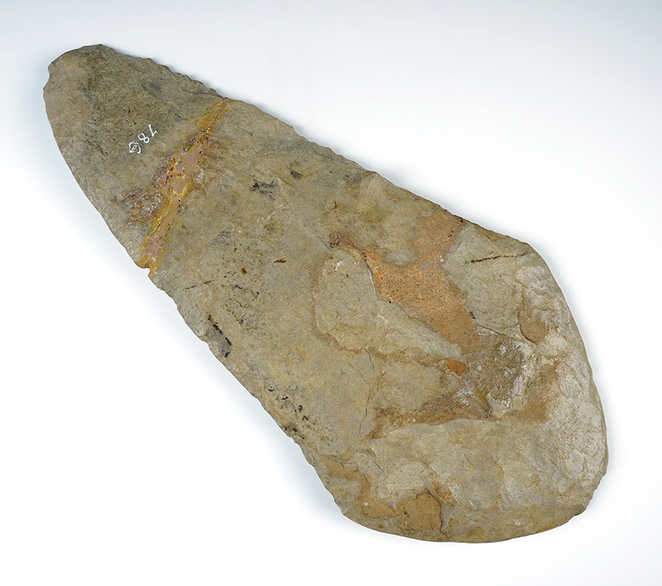 Huge! 14 1/2" Mill Creek Chert Spade - Cahokia, Illinois. Broken and glued at the mid-section. 