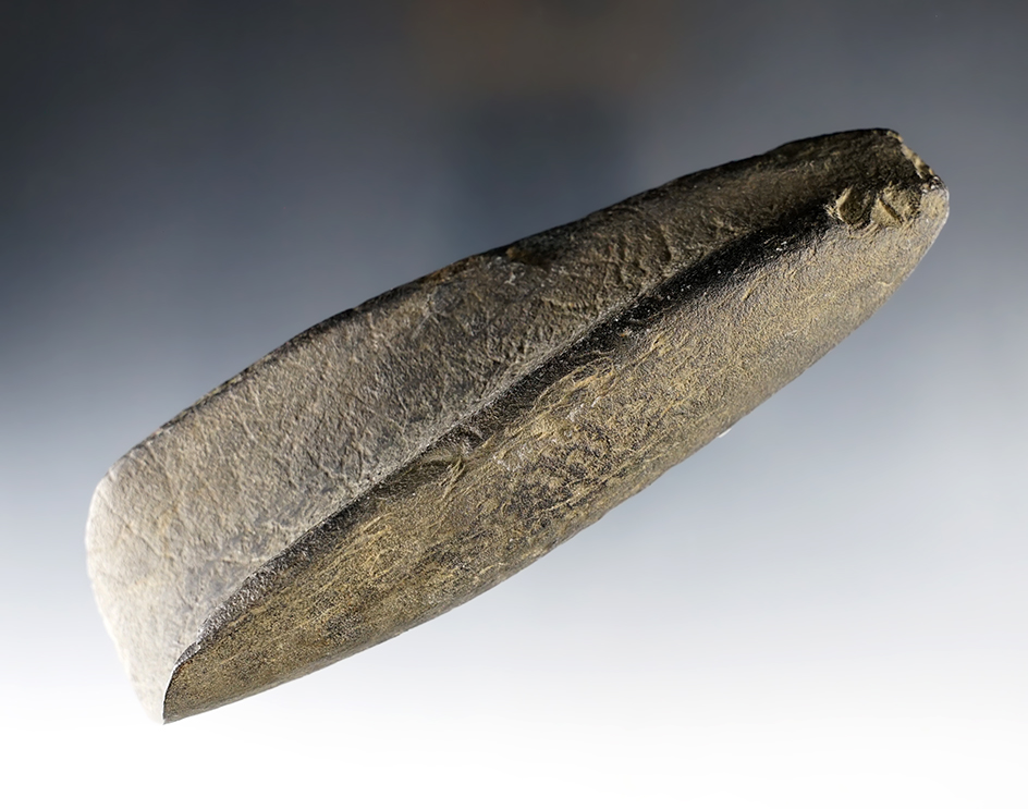 Deeply scooped 5 3/8" Hardstone Gouge found in French Creek, New York.