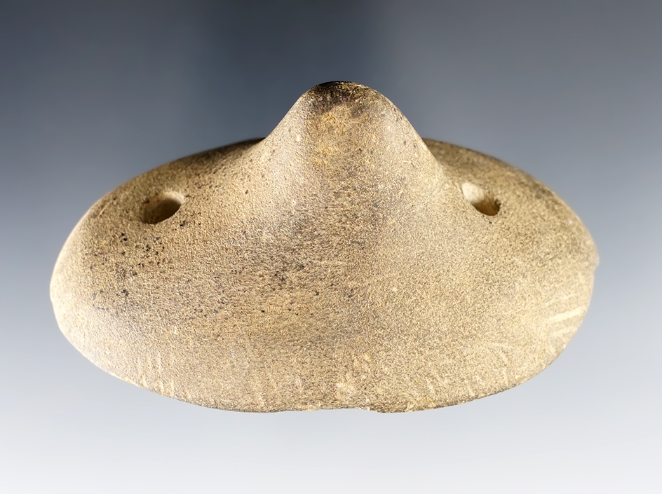 Incredible 3 3/16" Spineback Gorget found in Allen Co., Ohio. Ex. Dr. Gordon Meuser collection.