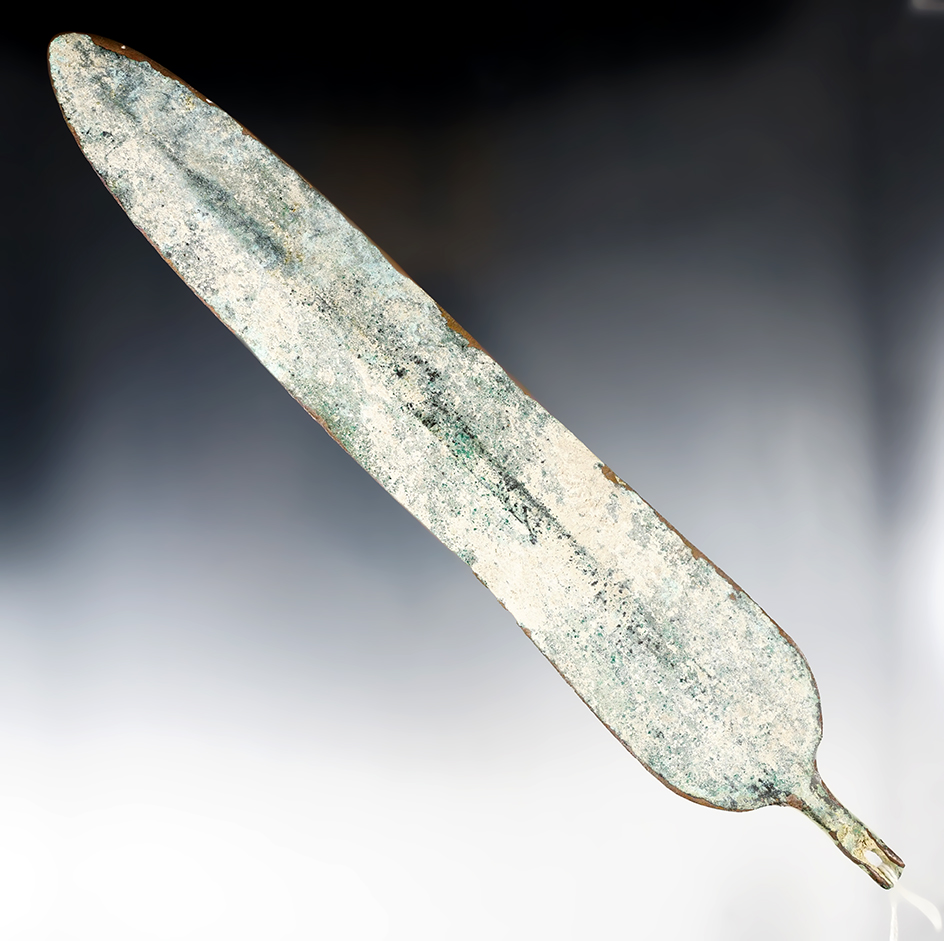 11 5/16" ancient Luristan metal spear in nice condition that is heavily patinated.