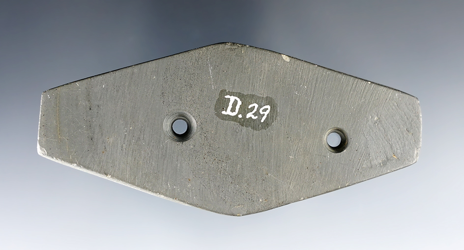 Thin & well made 3 3/4" Expanded Center Gorget - Hancock Co., Ohio. Ex. Dr. Meuser, Driskill.