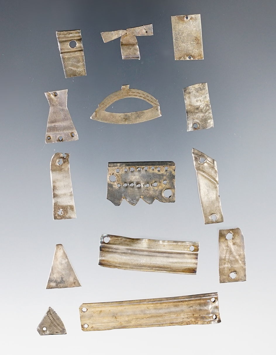 Set of 14 assorted Trade Silver items found by John Grotte in Minnesota & Wisconsin. Ex. Lewis.