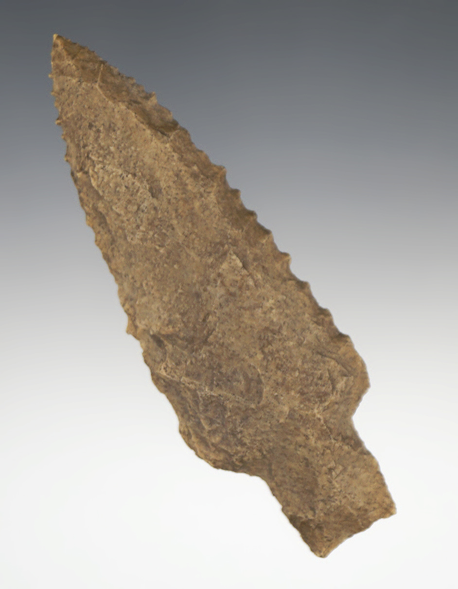 Excellent edge serrations on this 3 13/16" Stemmed Knife found in Michigan.