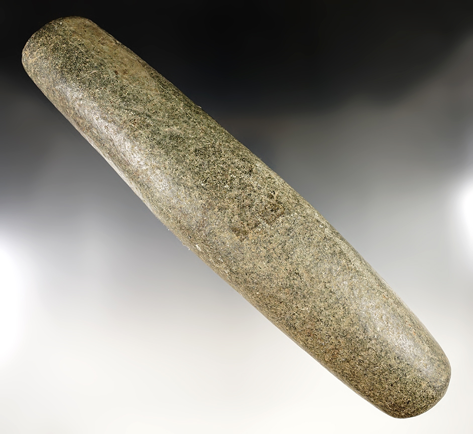 11 1/2" Hardstone Roller Pestle found in the Midwestern U.S. Comes with a Bennett COA.