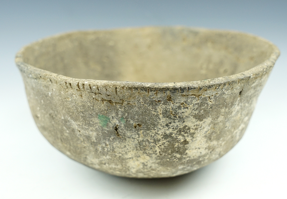 8 3/4" Mississippian shell tempered clay bowl - Mississippi Co., Arkansas.