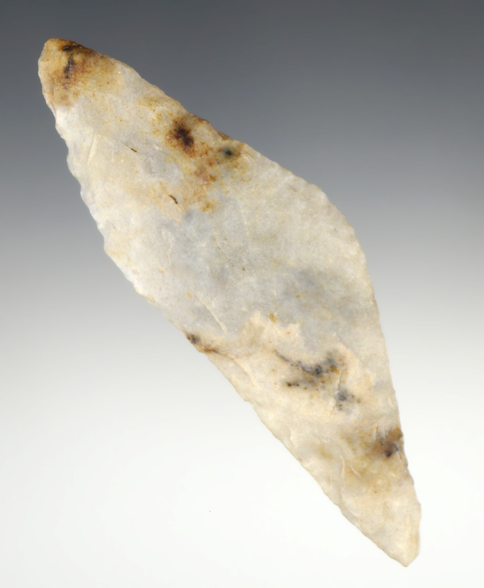 4 3/8" Harahey Knife - attractive multi-colored material-  Baca Co., Colorado. Ex. Lewis Eulert.