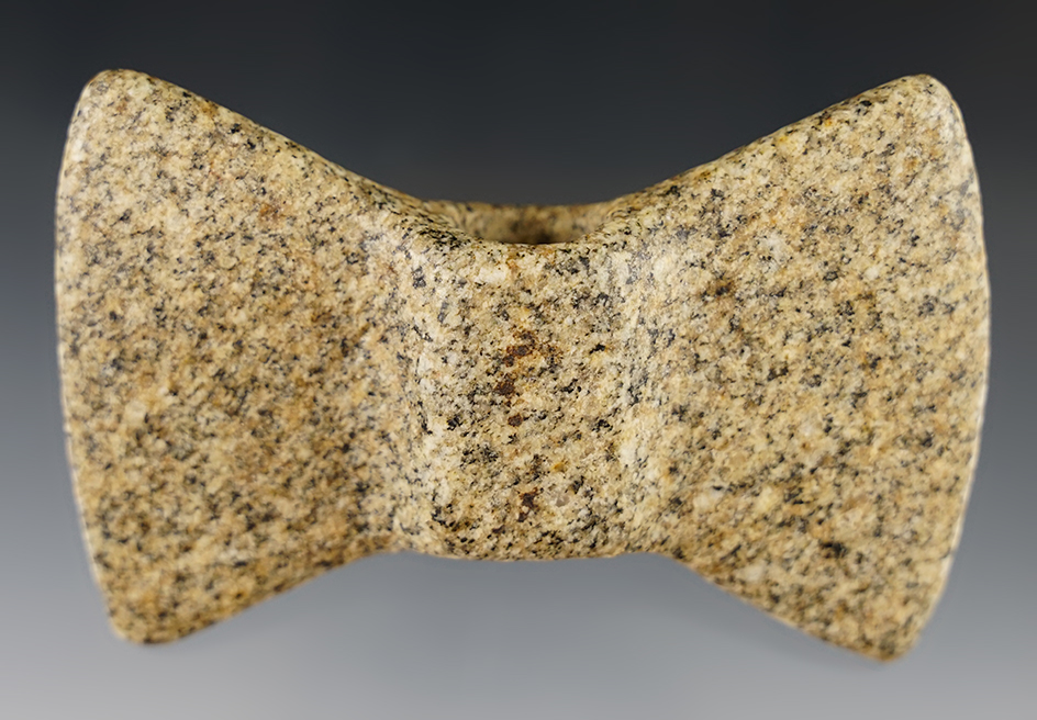 3 5/8" Wisconsin Winged Banner - black & tan speckled Granite - Lawrence Co., IL. Davis COA.