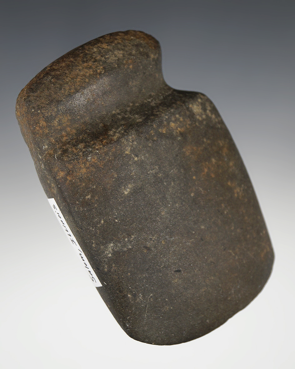 3 7/8" Beautifully styled 3/4 Grooved Archaic Axe found in Salem, Marion Co., Illinois.