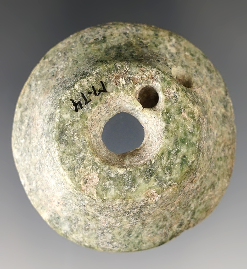2 3/16" Pre-Columbian ear spool found in Mesoamerica.