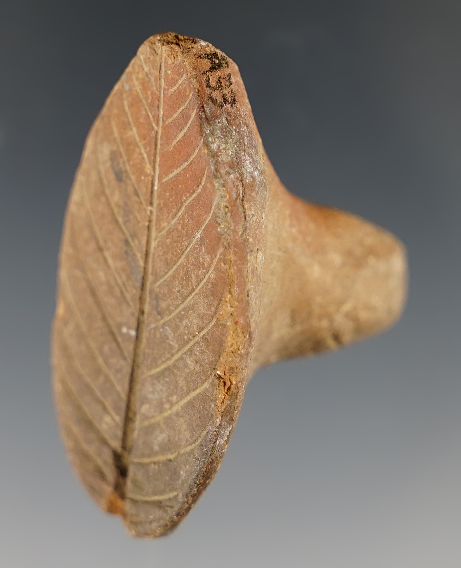 1 13/16" Clay leaf design Pre-Columbian stamp found in Mexico.
