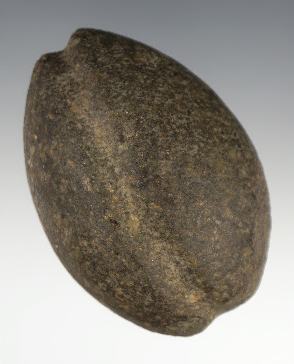2 3/8" Nicely Grooved Hardstone Weight found in Indiana. Ex. Prof. Honeywell Collection.