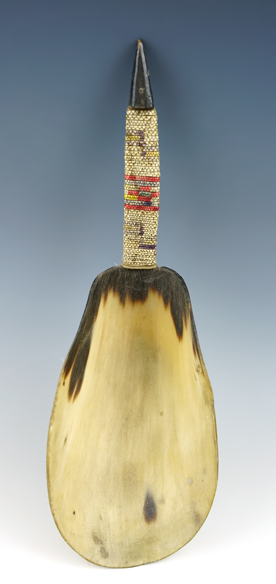10 3/4" long Big Horn Sheep spoon with nice quill work design on handle.