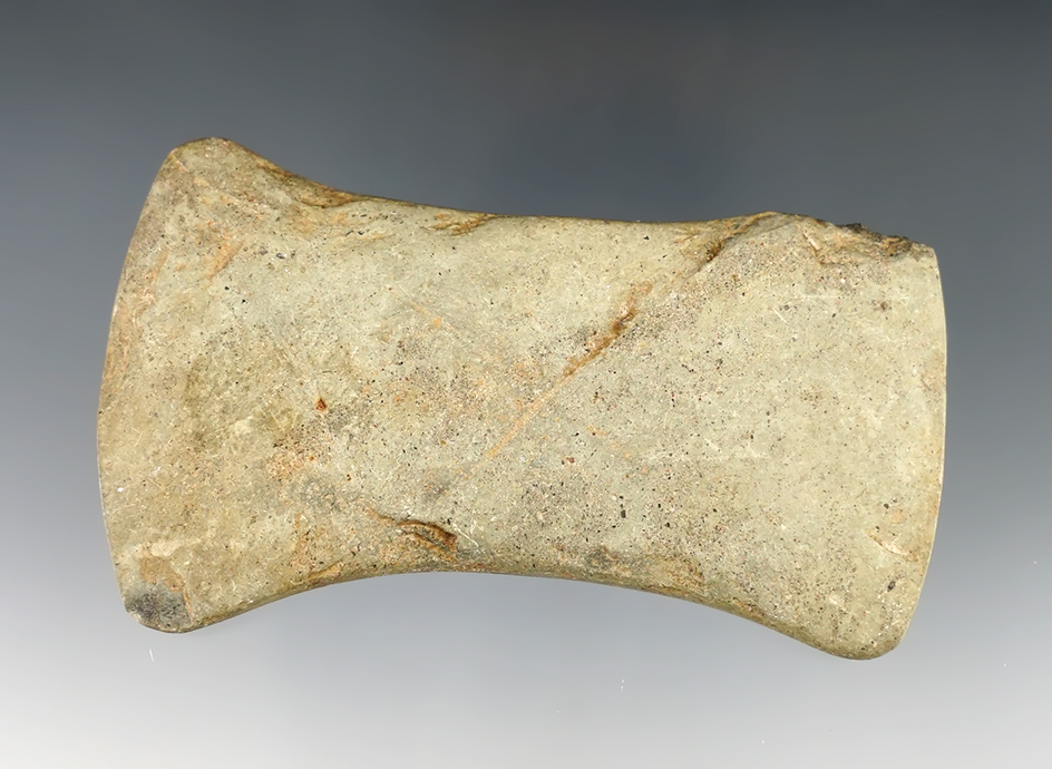 3 1/4" Biconcave Slate Gorget preform found in Indiana. Sold at Converse sale 4-9-95.