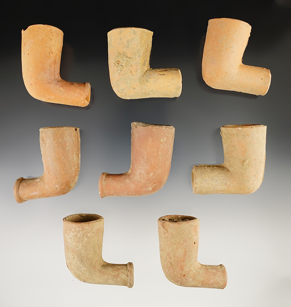 Group of 8 clay trade pipes found at the factory site at Point Pleasant, West Virginia.