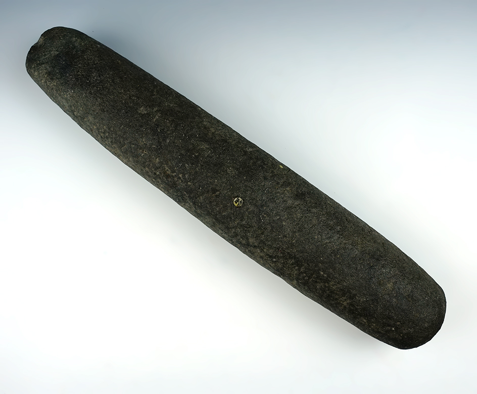 15 1/8" Hardstone Roller Pestle - Hancock Co., Ohio. Ex. Dean Richard Collection.Bennett COA.
