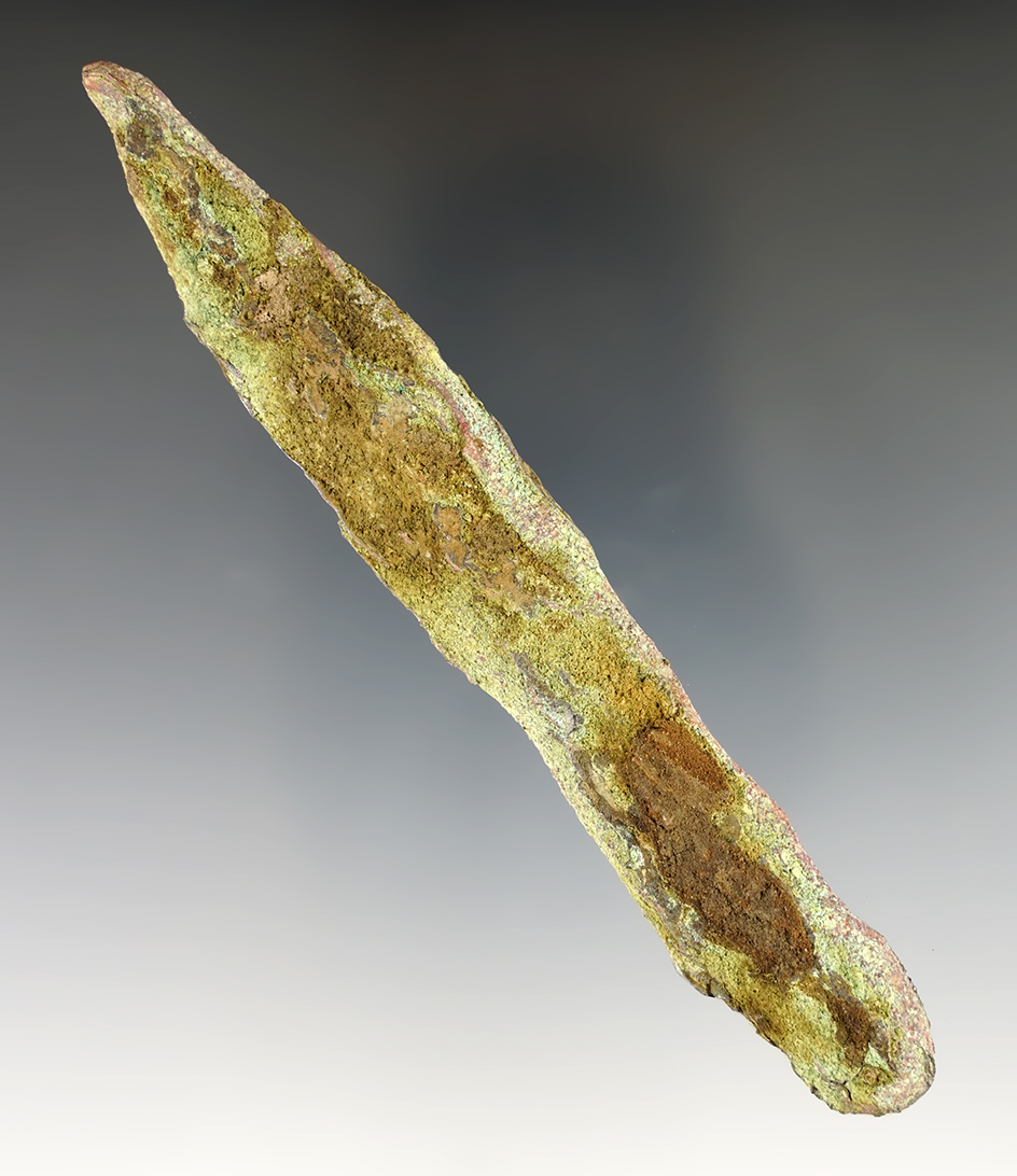 4 13/16" Old Copper Culture spear point found in Dodge Co., Wisconsin.