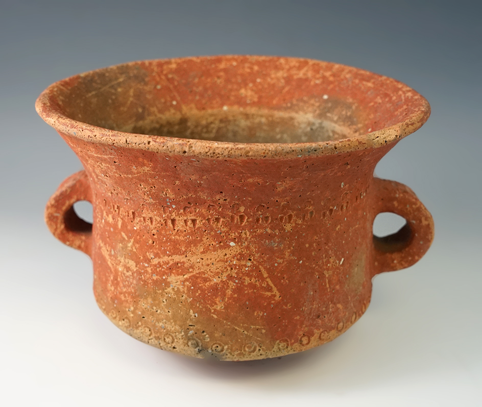 4 1/2" tall by 8" wide Ban Chang pottery vessel - Burma - solid condition.  Circa 500-800 BC.