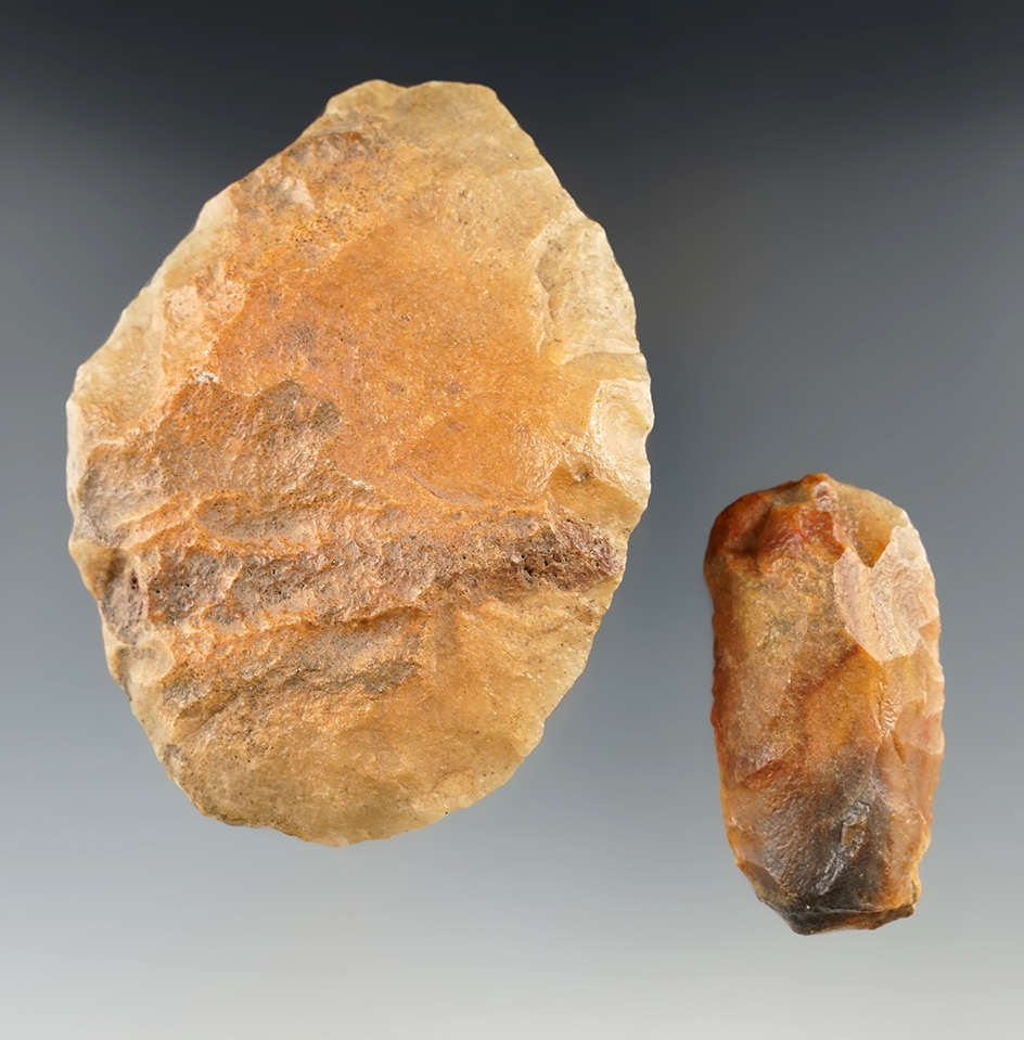 Pair of Saudi Arabian ancient blades largest is 4 3/8".  Ex. H.S. Taylor, Bill Mareno.