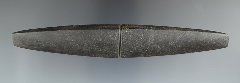 6 1/8" Archaic Grooved Bar Weight made from black Slate. Ex. Tom Rasmus, Mike Rasmus.