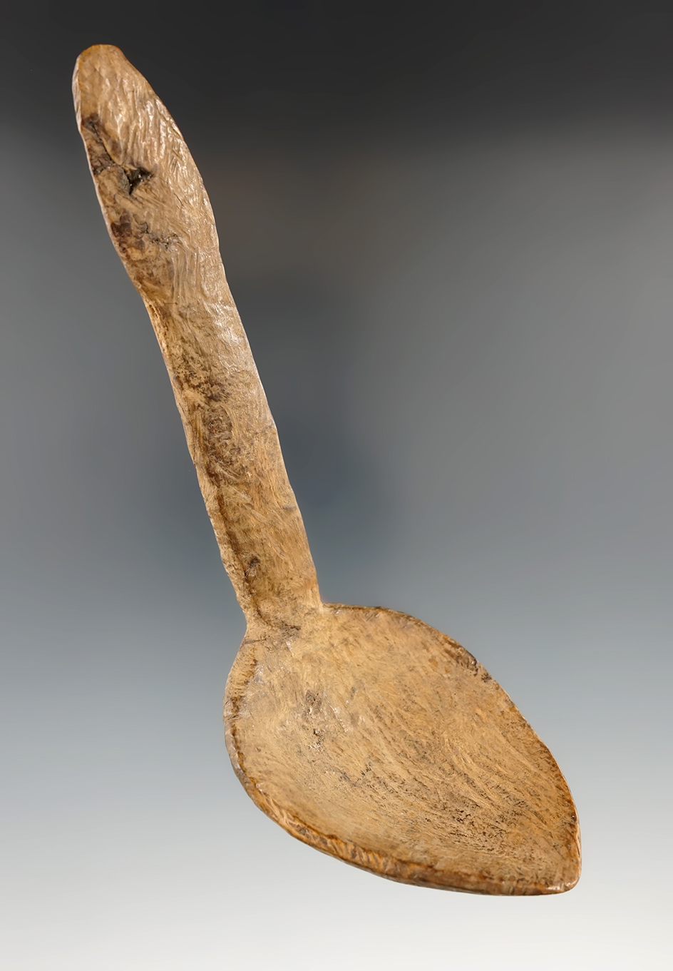 Beautifully hand carved 6 1/4" long Burl wood Iroquois spoon found in New York.