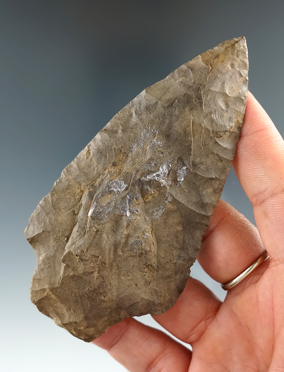 4" diminishing stem knife made from Dover Flint found in western North Carolina.