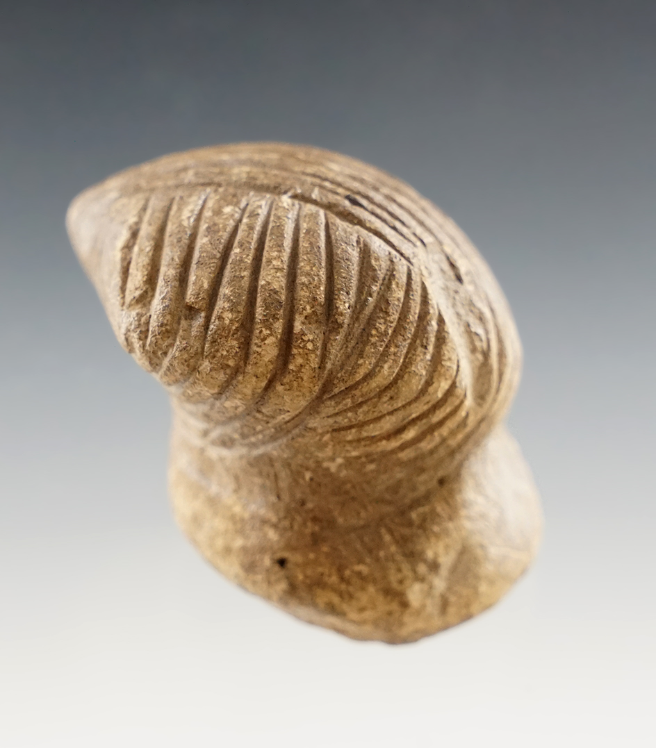 Very unique 1 1/2" tall stone carving found in rush Township, Scioto Co., Ohio. Ex. Meuser