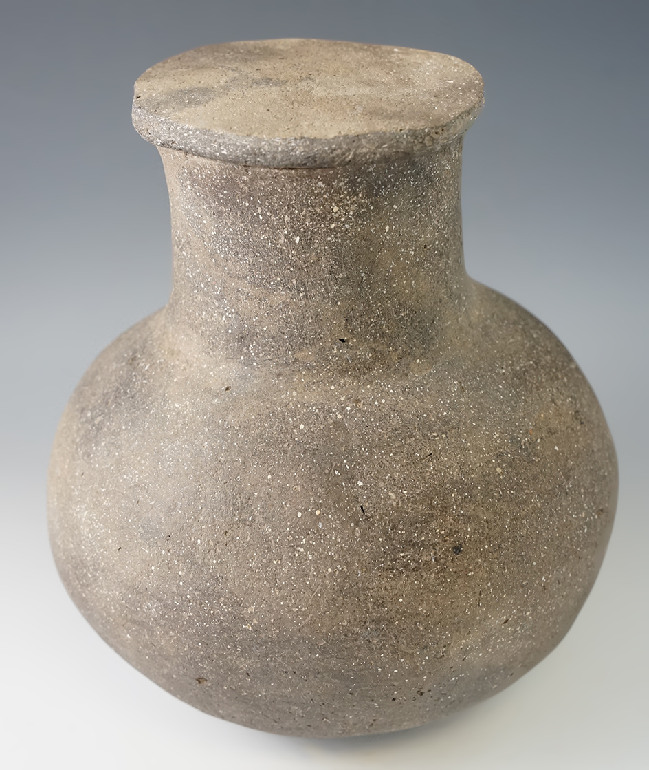 Nice! 7 1/2" tall by 7" wide Mississippian bottle - Smith site, Mississippi Co., Arkansas.