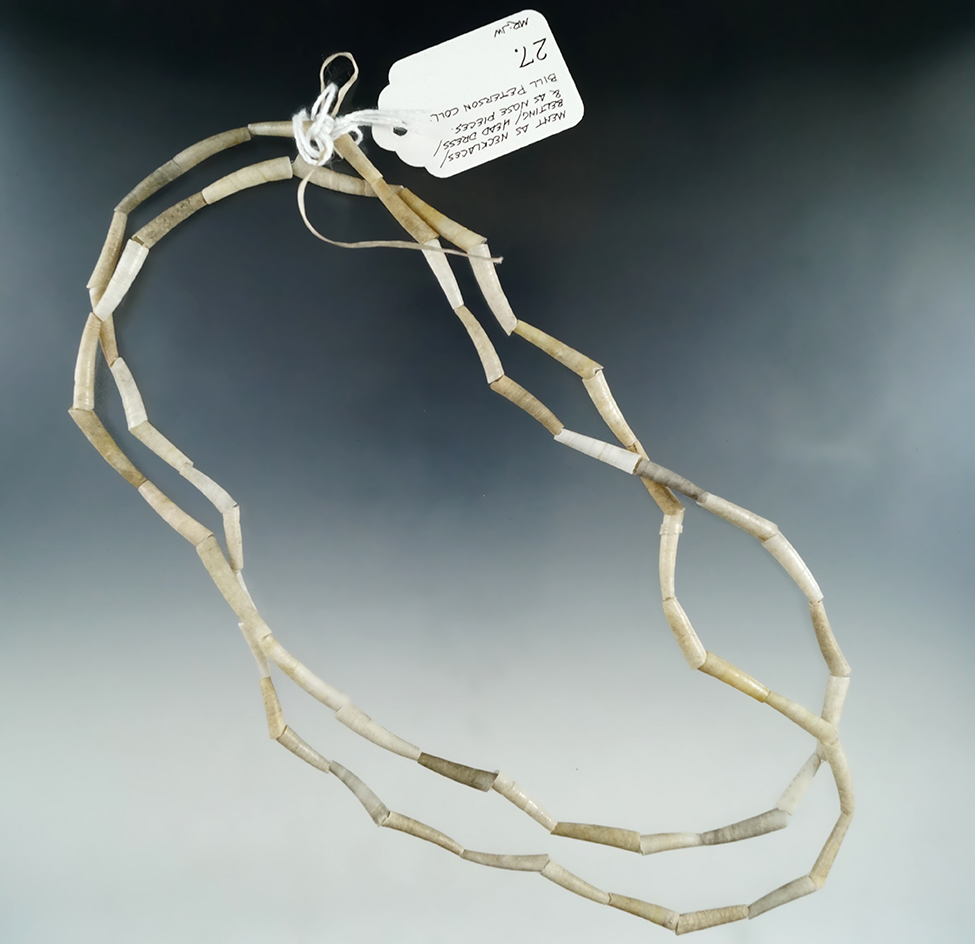 38" long strand of Dentalium (or Hiqua) shell beads found near the Columbia River.