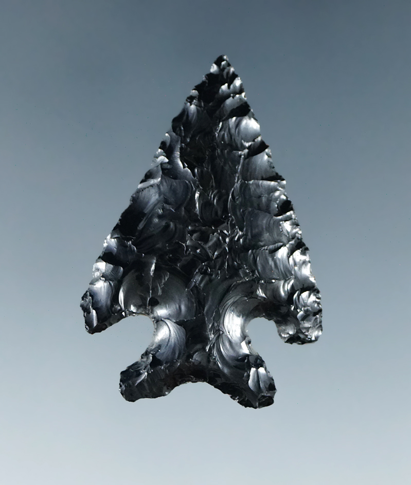 1 3/8"obsidian Elko found in Virgin Valley, Nevada by Charles Mitchell.