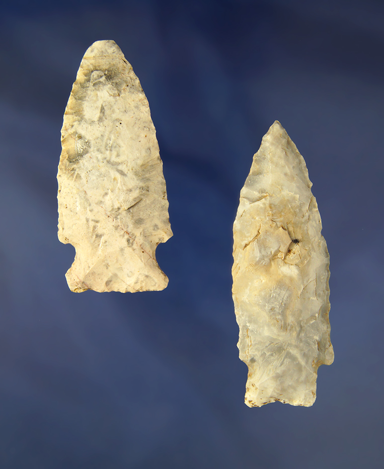 Pair of Flint Knives from Cole Co., Missouri. Largest is 3 3/16".
