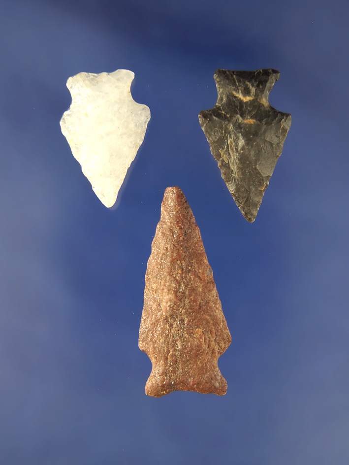 3 nice Virginia   Arrowheads, largest is 1 13/16".