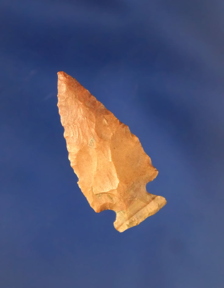 1 3/16"  Merom point found in Lawrence County Illinois. Ex. Greg Shipley - Perino COA.