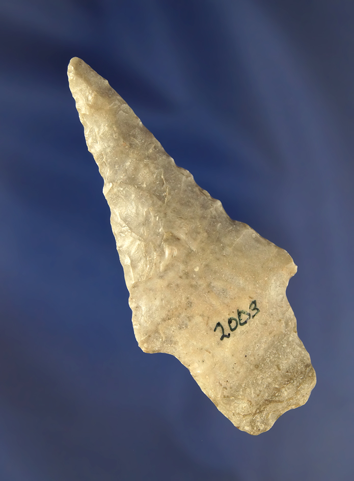 3 3/16" Dixon point made from Kay County chert found in Arkansas. Ex. Rick Stevens collection.