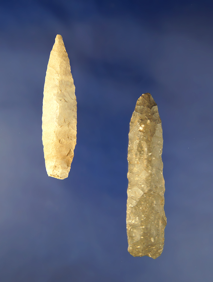 Pair of Nebo Hill points found in Benton Co., Missouri, largest is 3 1/8".