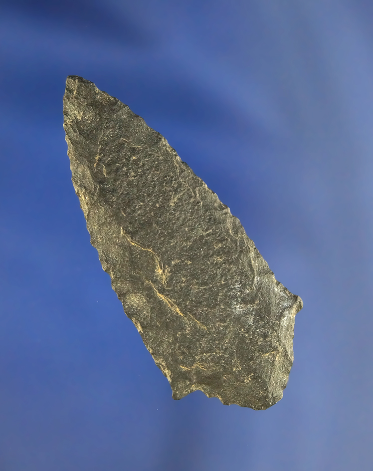 Thin and well flaked 2 1/8" Basalt  Arrowhead found near Pismo Washington.