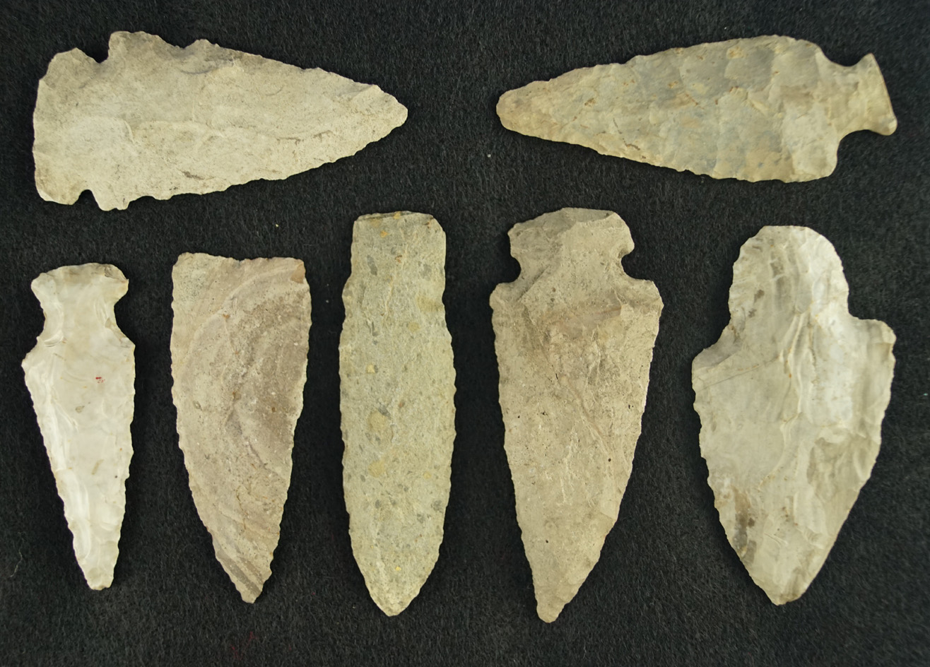 Set of seven assorted Knives found in southern Michigan, largest is 3 3/8".