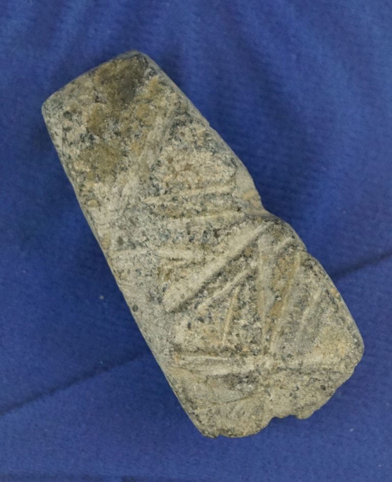 2 5/16" section of worked steatite which appears to have been used as a sharpening stone - NJ.