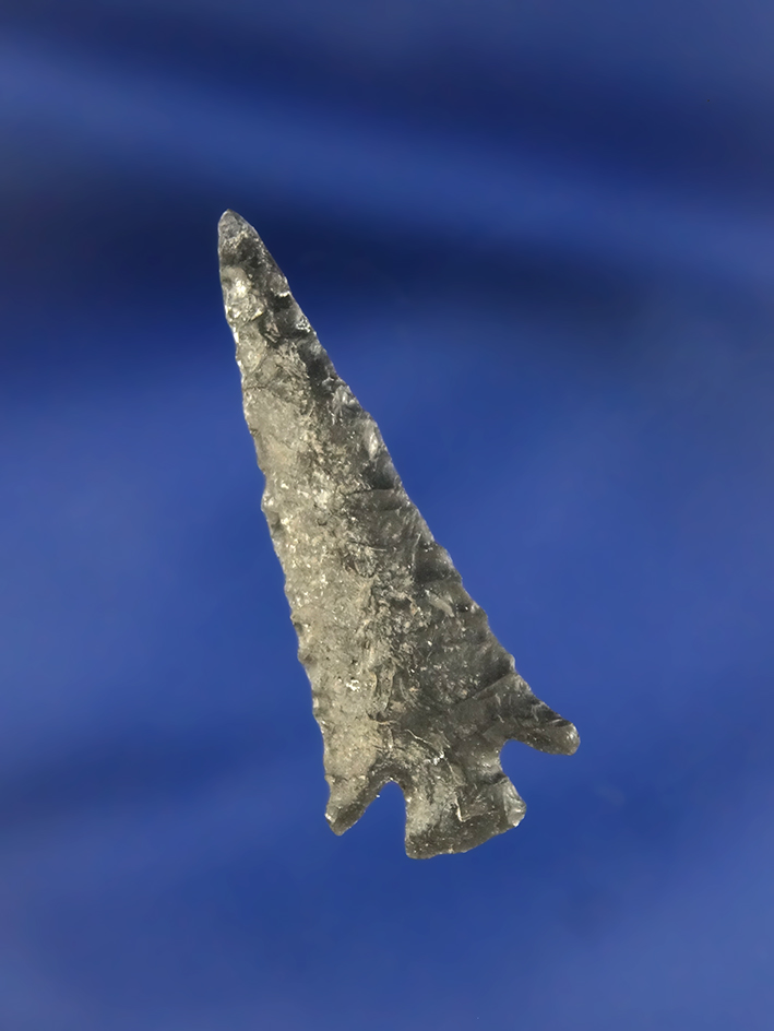 Thin and very well flaked 1 3/8" Columbia Plateau with restoration to the tip, found in Oregon.