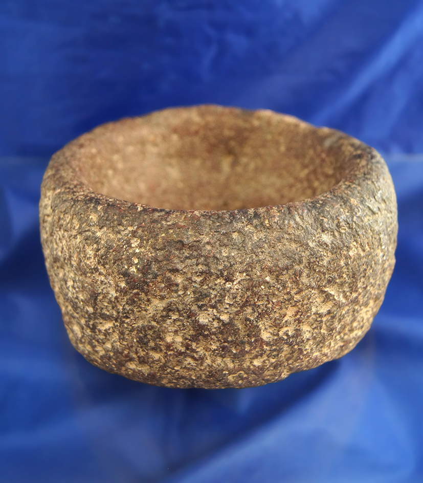 Nice! 6 3/4" diameter nicely styled and heavily patinated volcanic Basalt Stone Bowl - Washington.