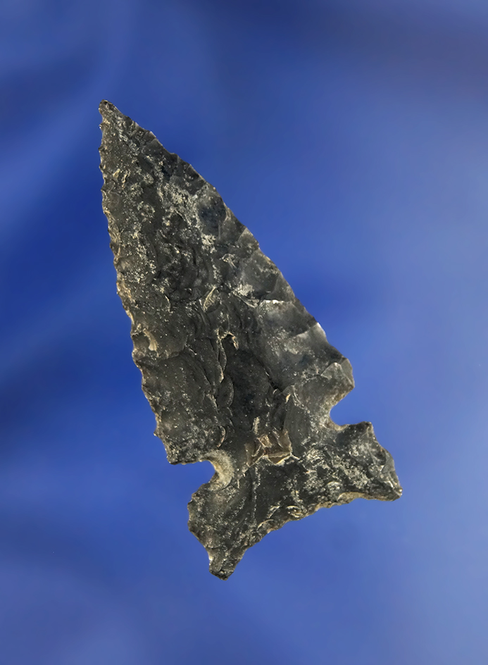 2" Northern Side Notched made from nicely patinated Obsidian found in Oregon.