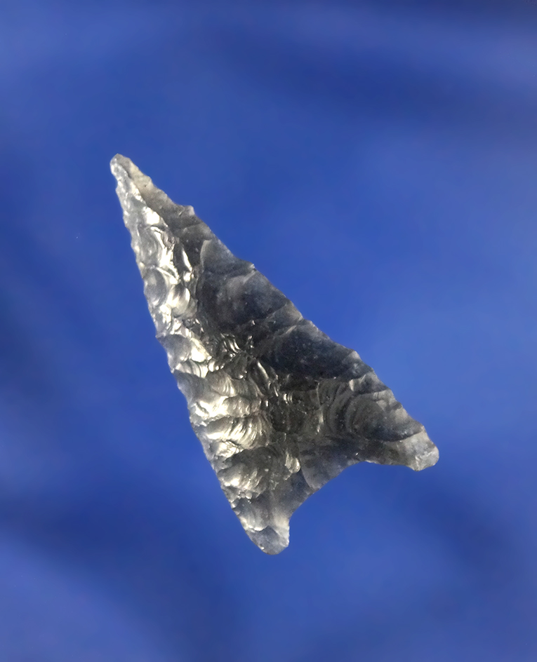 1 3/16" Humboldt made from semi translucent Obsidian, found in Oregon.