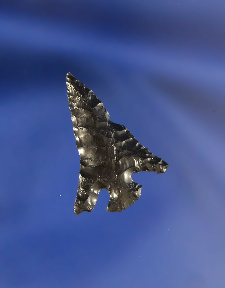 1 1/16" Obsidian Eastgate found in Lake County Oregon in the 1950s – 1970s.
