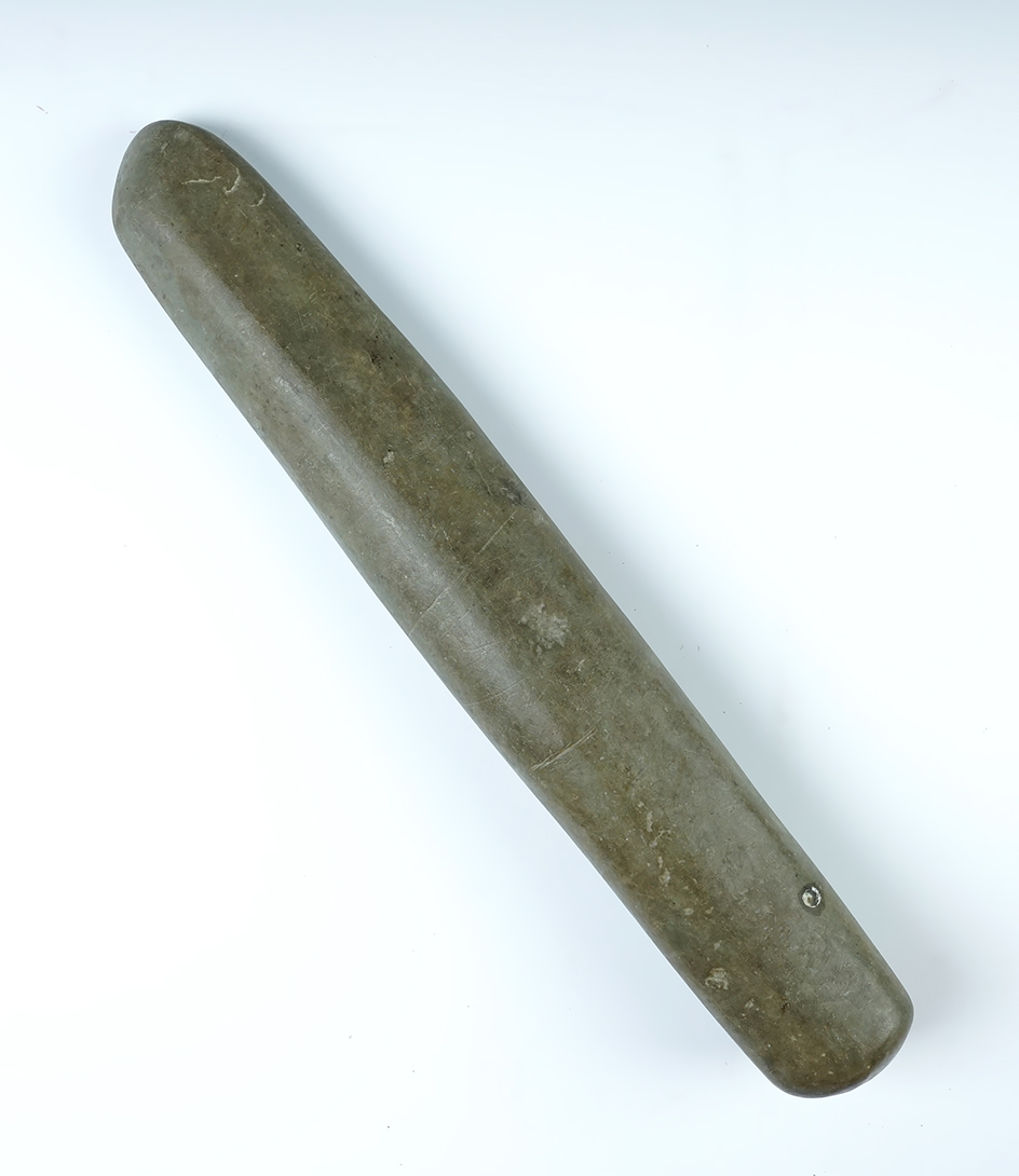 Well polished 13 3/4" Roller Pestle found in Pike Co., Illinois.