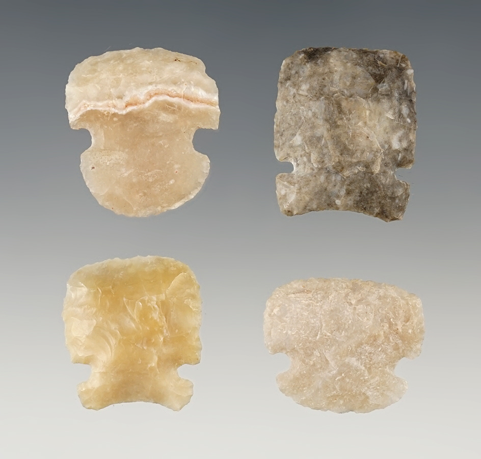 Ex. Museum! Set of 4 nice Sidenotch Scrapers found in New Mexico. The largest is 1"