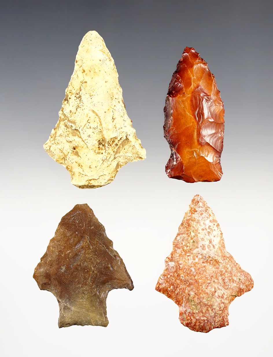 Set of 4 colorful Florida points. The largest is 2 5/8".