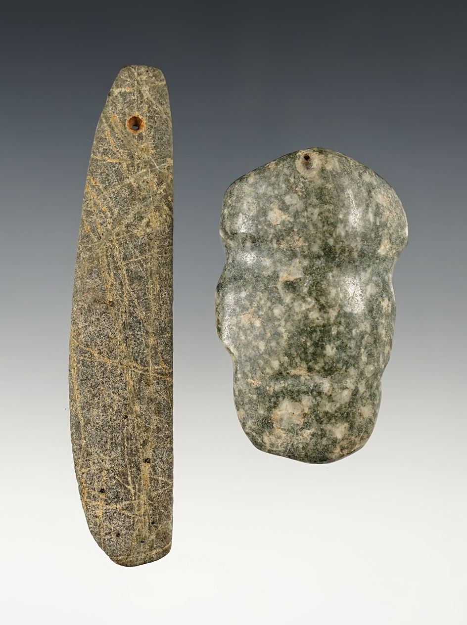 Pair of nice Pre-Columbian Pendants. The largest is 3 3/4".