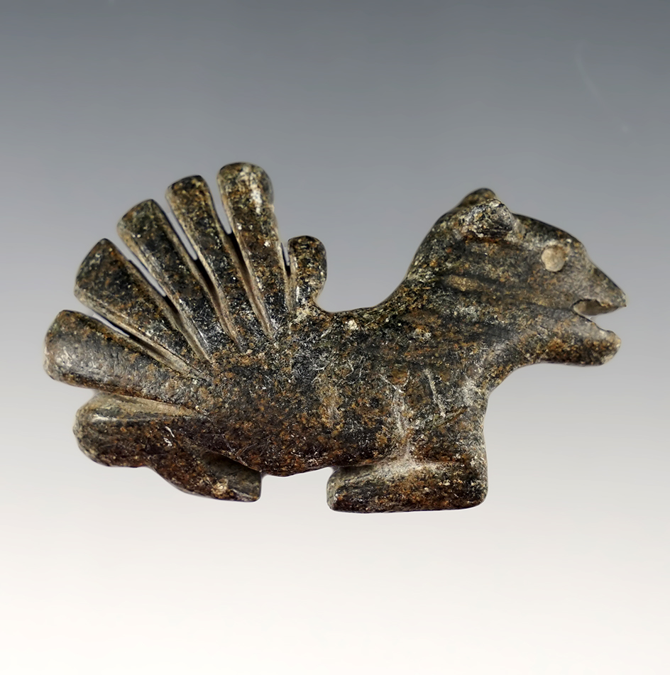 2 1/4" wide carved stone animal effigy found in Mesoamerica. 